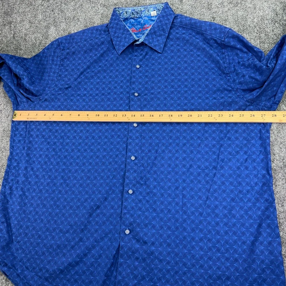 Robert Graham Shirt Men's 4XL Blue Geometric Classic Fit Flip Cuff Button Up